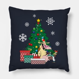 Cow And Chicken Around The Christmas Tree Pillow