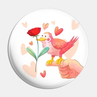 Bird Flower Illustration Pin