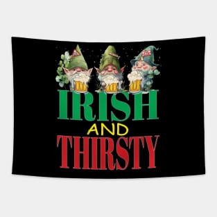 Irish and Thirsty Leprechauns With Beers Funny Clovers St Patrick's Day Tapestry