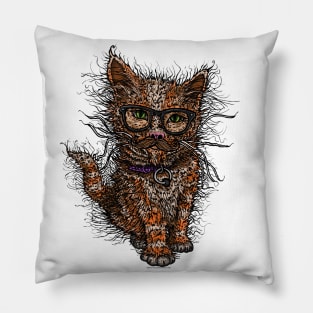 Curly Mustache Hipster Cat Pillow