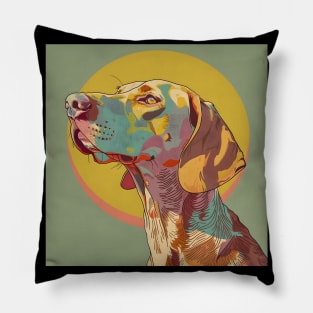 Retro Vizsla: Pastel Pup Revival Pillow