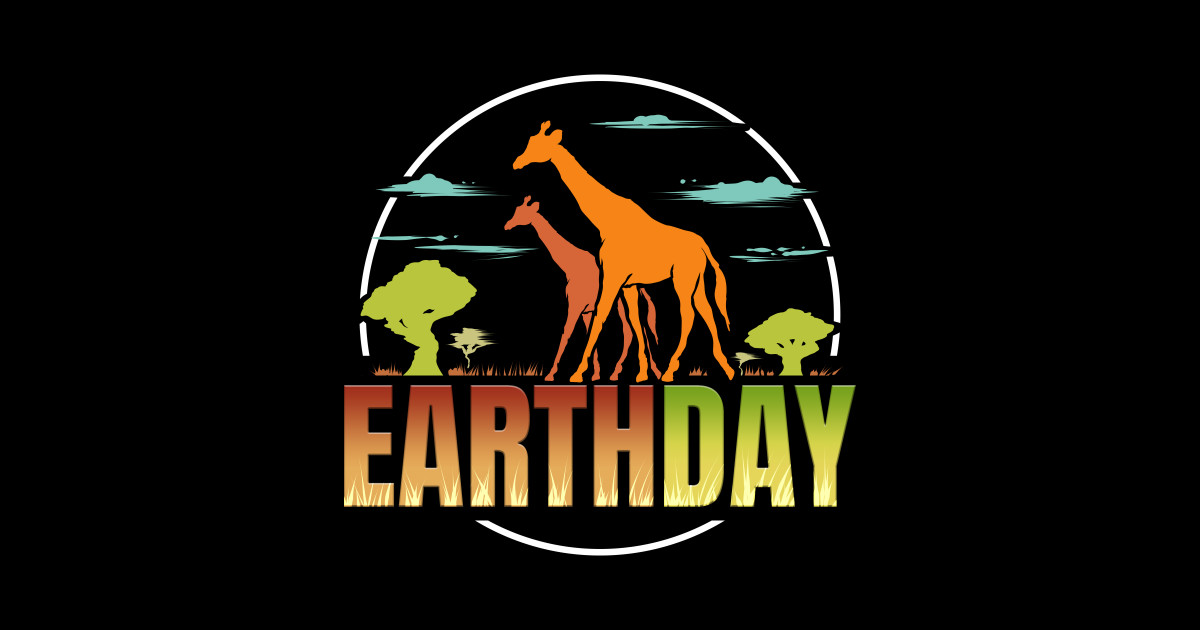 Logo Africa Giraffes In Savannah For Earth Day - Earth Day - Sticker