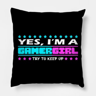 Gamer girl funny quote, gaming girls gift idea Pillow