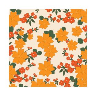 Orange Flowers, Floral Pattern, Pattern Of Flowers T-Shirt