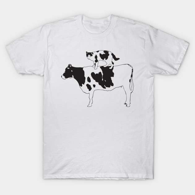 Dotted Cat Riding Cow Design Cow T Shirt Teepublic
