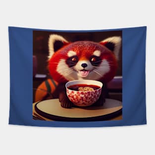 Kawaii Red Panda Eating Ramen Tapestry