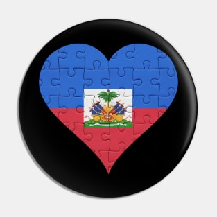 Haitian Jigsaw Puzzle Heart Design - Gift for Haitian With Haiti Roots Pin