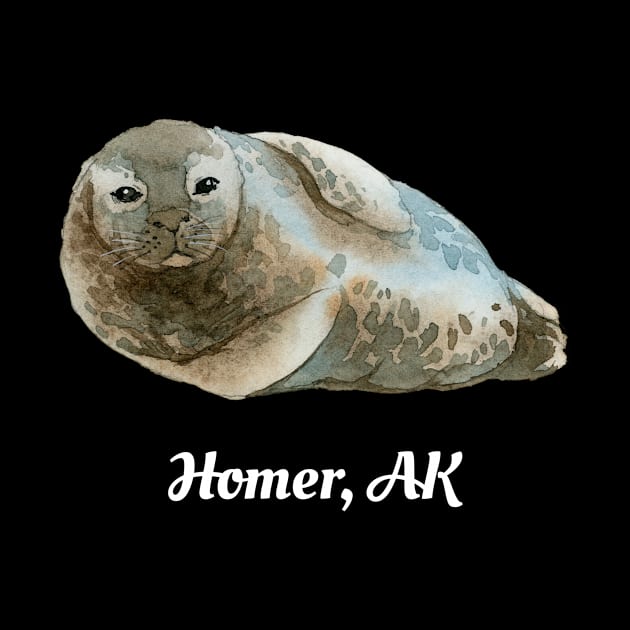 Homer AK Cute Harbor Seal Ocean Watercolor Sea Animal by twizzler3b