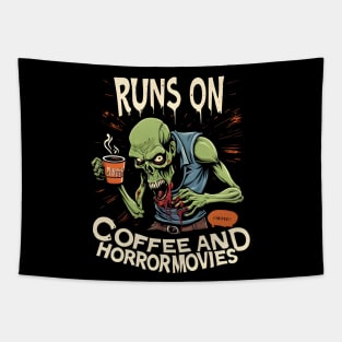 Runs On Coffee And Horror Movies Tapestry