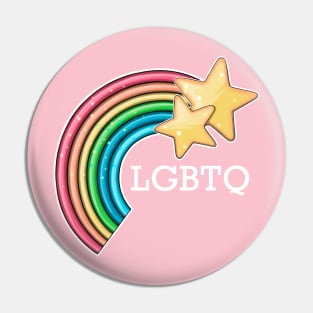 rainbow and stars LGBTQ (white text) Pin