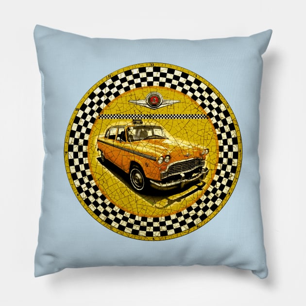 Checker Taxi NY Pillow by Midcenturydave