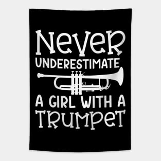 Never Underestimate A Girl With A Trumpet Marching Band Cute Funny Tapestry