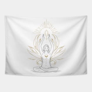 Meditation with lotus and light Tapestry