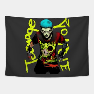 Zombie Teenage Boy Halloween Tapestry