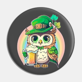 Saint Patrick's day owl holding a beer with PRIDE colors :) Pin