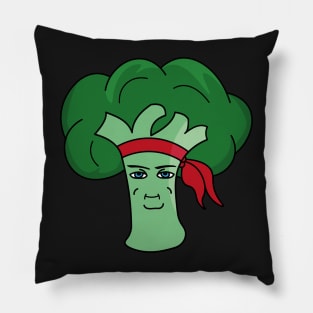 Ninja broccoli chad wearing a bandana Pillow