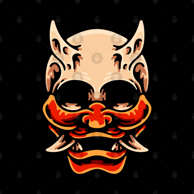 Skull Wearing Oni Mask by andhiika
