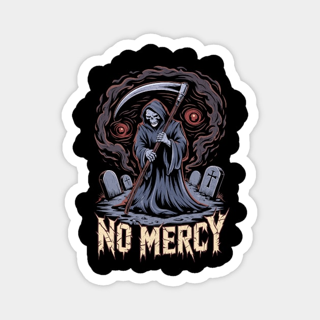 No Mercy Grim Reaper Design Magnet by Designed By Marty
