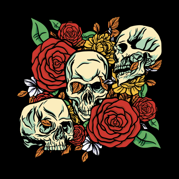 Skulls and Flowers by LAPublicTees