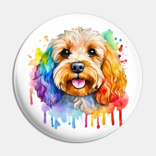 Cockapoo Watercolor Portrait Pin