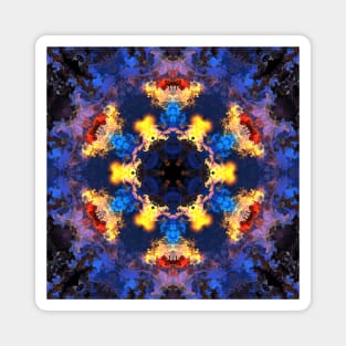 Psychedelic Hippie Blue Yellow and Red Magnet