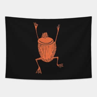 Jumping Orange Frog Tapestry