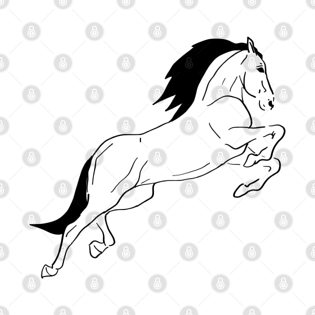 Black line art jumping horse by RedHeadAmazona