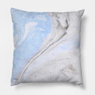 Marble pattern in shades of blue, grey and creamy white Pillow