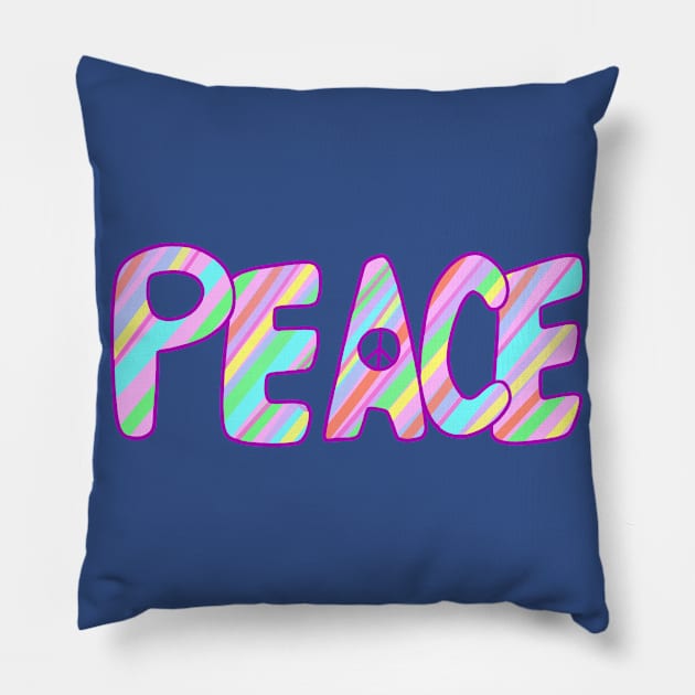 Pastel Rainbow Peace Pillow by saradaboru