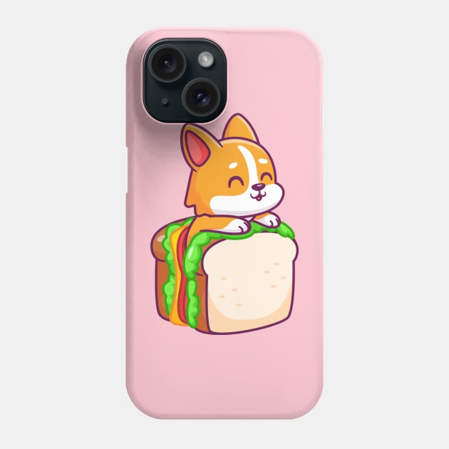 Cute Corgi Dog In Sandwich Cartoon Phone Case by Catalyst Labs