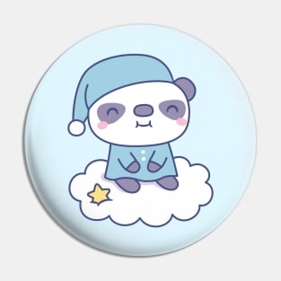 Cute Little Panda In Pajamas On Cloud Pin