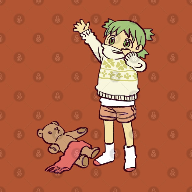 sweater weather yotsuba with scarf and teddy bear by mudwizard