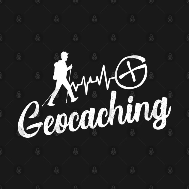 Geocaching - Heartbeat ECG Geocacher Silhouette by Lumio Gifts