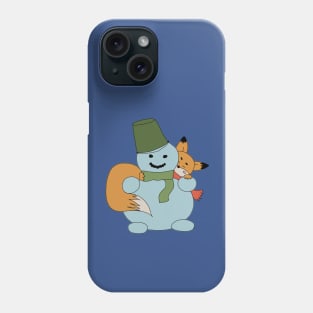 Frosty Friends: Fox and Snowman's Holiday Hideaway Phone Case