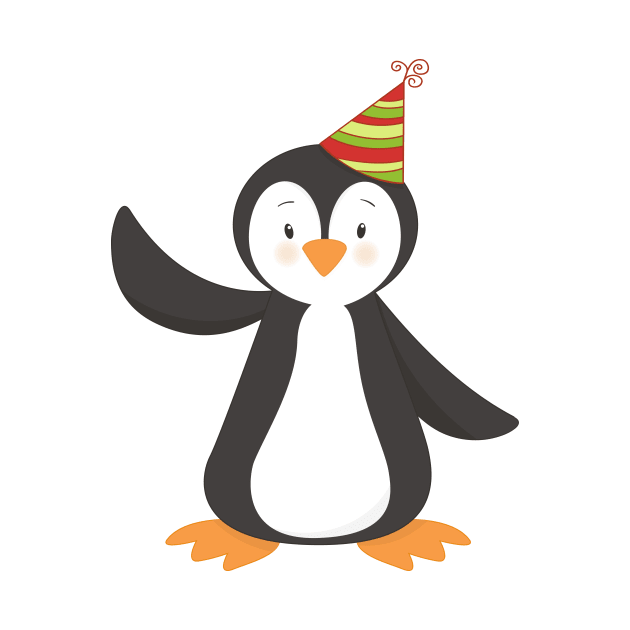 Cute Penguin, Baby Penguin, Penguin With Party Hat by Jelena Dunčević