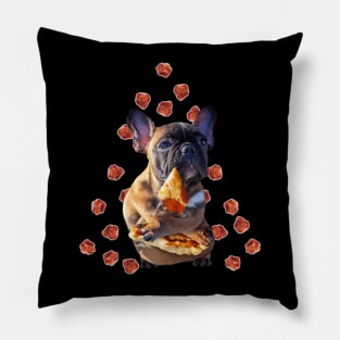French Bulldog Dog Dogs Eating Pizza, Funny Cute Pillow