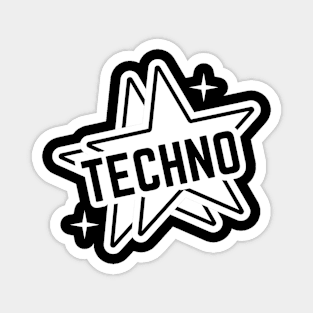 TECHNO  - Double Stars Retro (white) Magnet