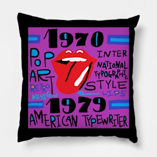 retro typographic style, rips Pillow