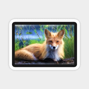 Beautiful Red Fox Portrait From Watercolor Magnet