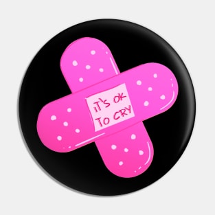 Its Ok To Cry Pink Bandaid Pin