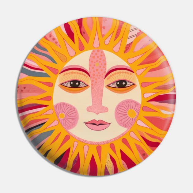 Boho Sun Face Pin by Trippycollage