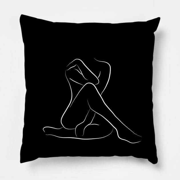 Nude Line Drawing - Lady Clara Pillow by PeachOnAWindowsill