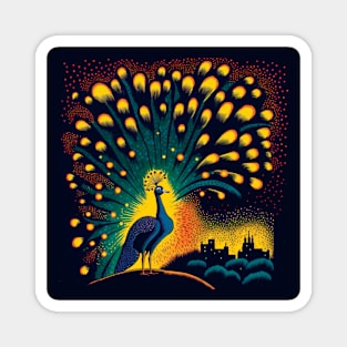 Peacock and fireworks Magnet