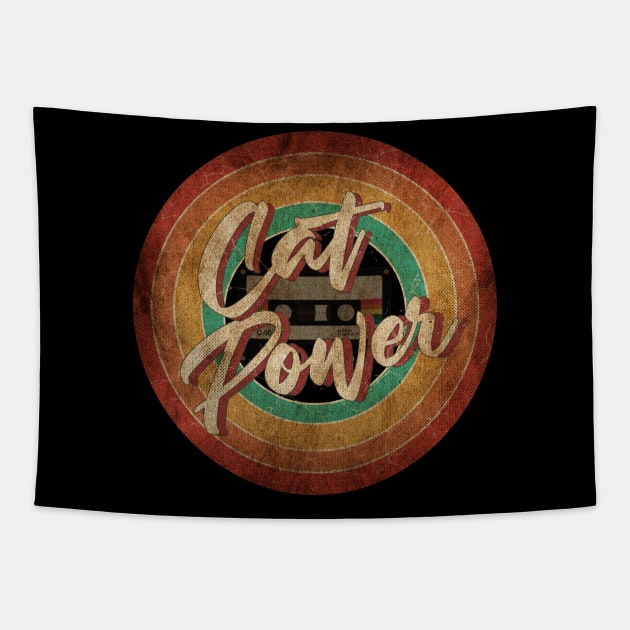 Cat Power Vintage Circle Art Tapestry by antongg