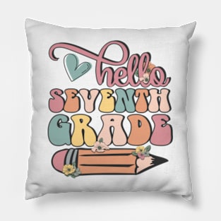 Hello 7th Grade Pencil Back to School Teacher Student Gift Pillow