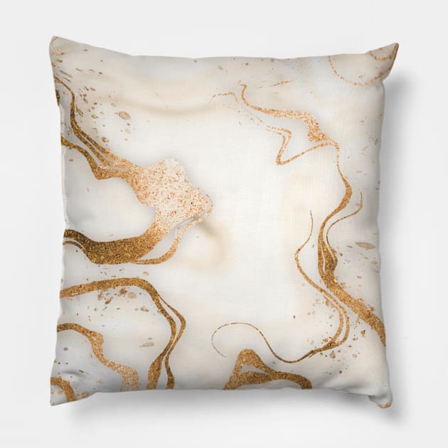 Beige and gold background Pillow by Jenmag