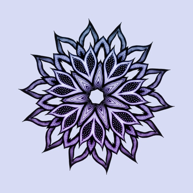 Flower Mandala Blue Violet Abstract Art by Boriana Giormova