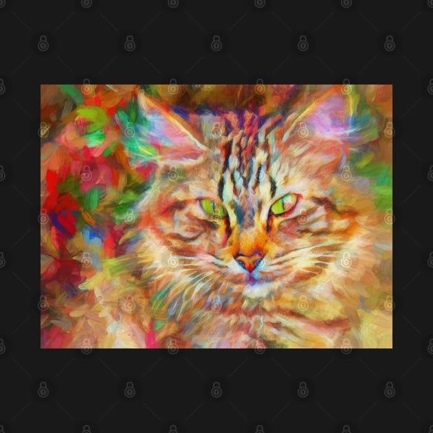 Colorful Cat in Abstract by jillnightingale