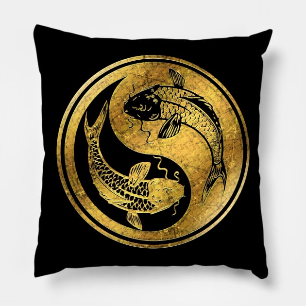 Yin Yang Golden Koi Pillow by Artizan