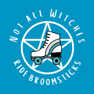 Not all Witches Ride Broomsticks Teal Stripe Roller Skate Cheeky Witch® T-Shirt